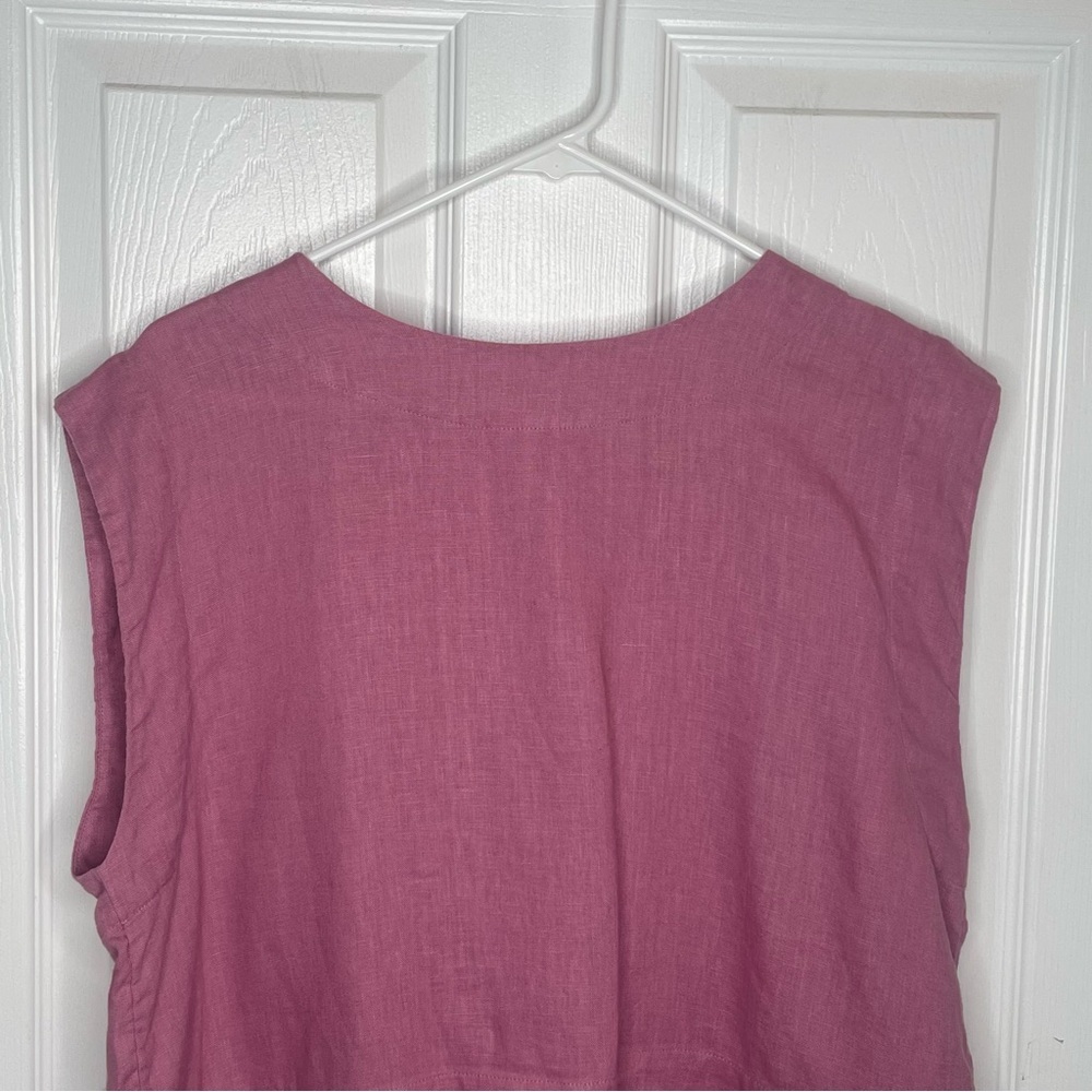 Madewell Bateau-Neck Tank in 100% Linen Beach Coastal Vacation in Shaded Pink L - Picture 4 of 12